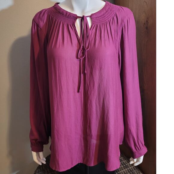 Torrid Womens Plus Size 2X Magenta Flowy Tunic Blouse Semi-Sheer Fairycore Fae - Picture 10 of 10